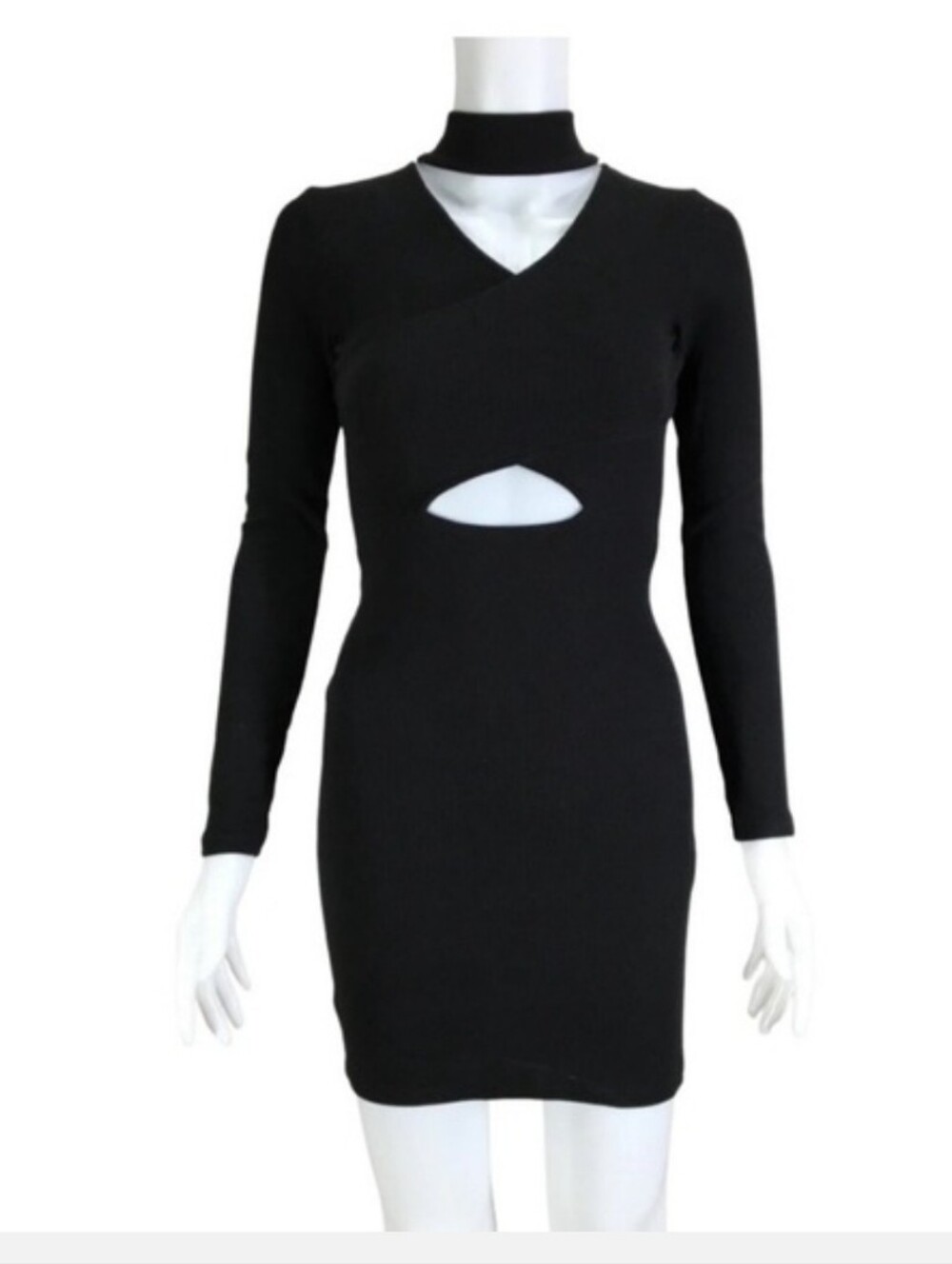 NWT Zara Black Cutout Long-Sleeve Bodycon Dress ■ Size M